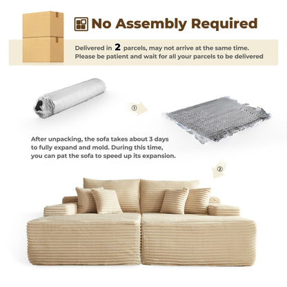 Canapé méridienne double OVIOS Long Plush sans assemblage requis