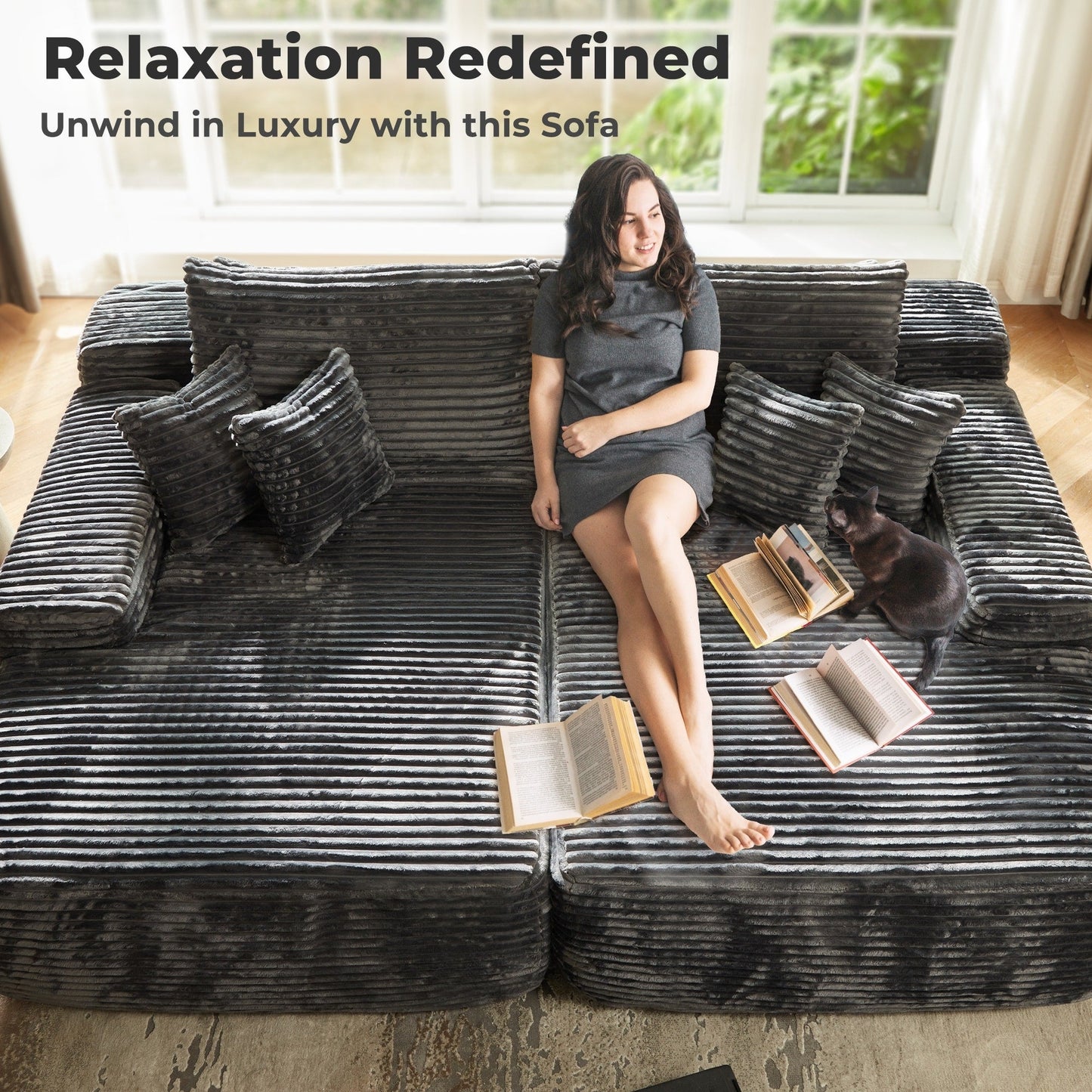 Canapé méridienne double OVIOS Long Plush sans assemblage requis