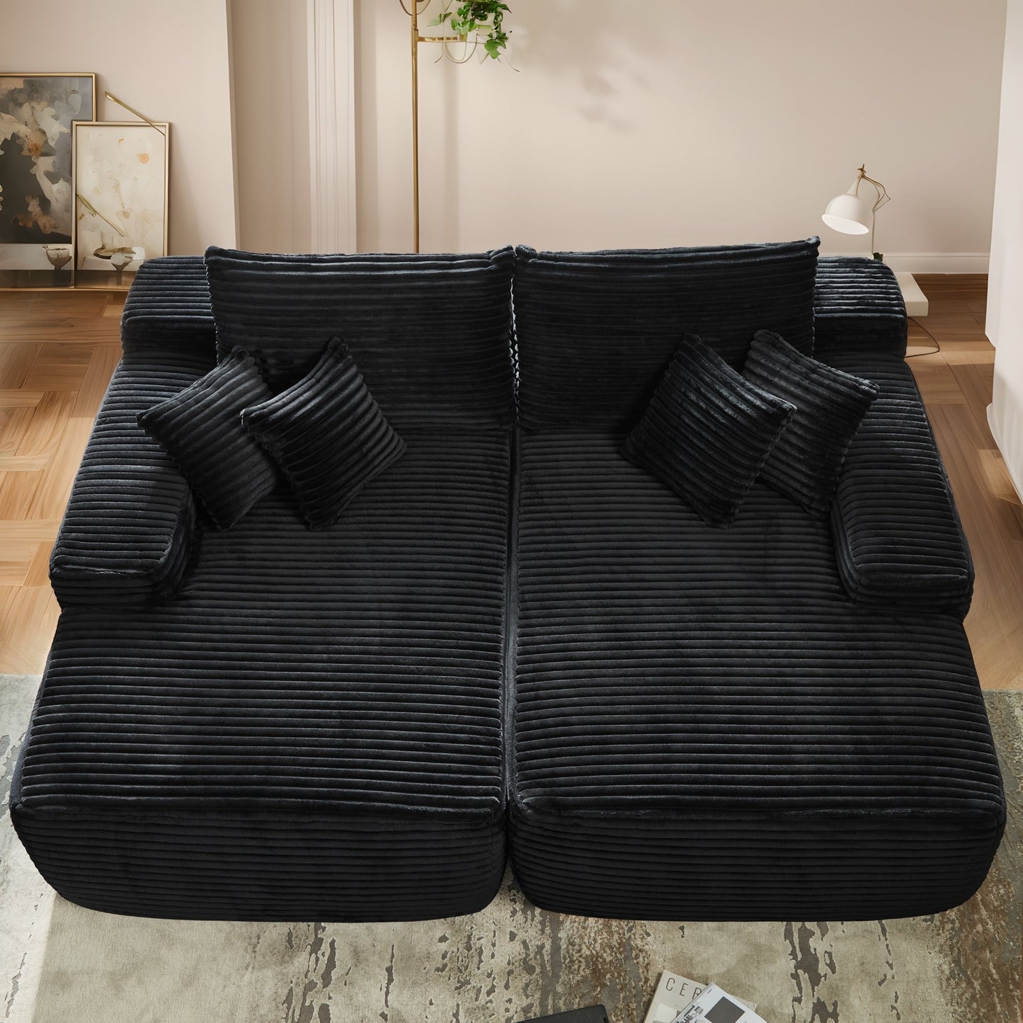 Canapé méridienne double OVIOS Long Plush sans assemblage requis