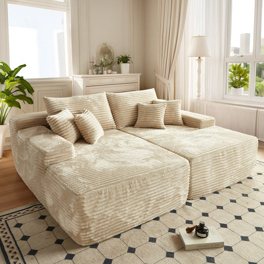 Canapé méridienne double OVIOS Long Plush sans assemblage requis