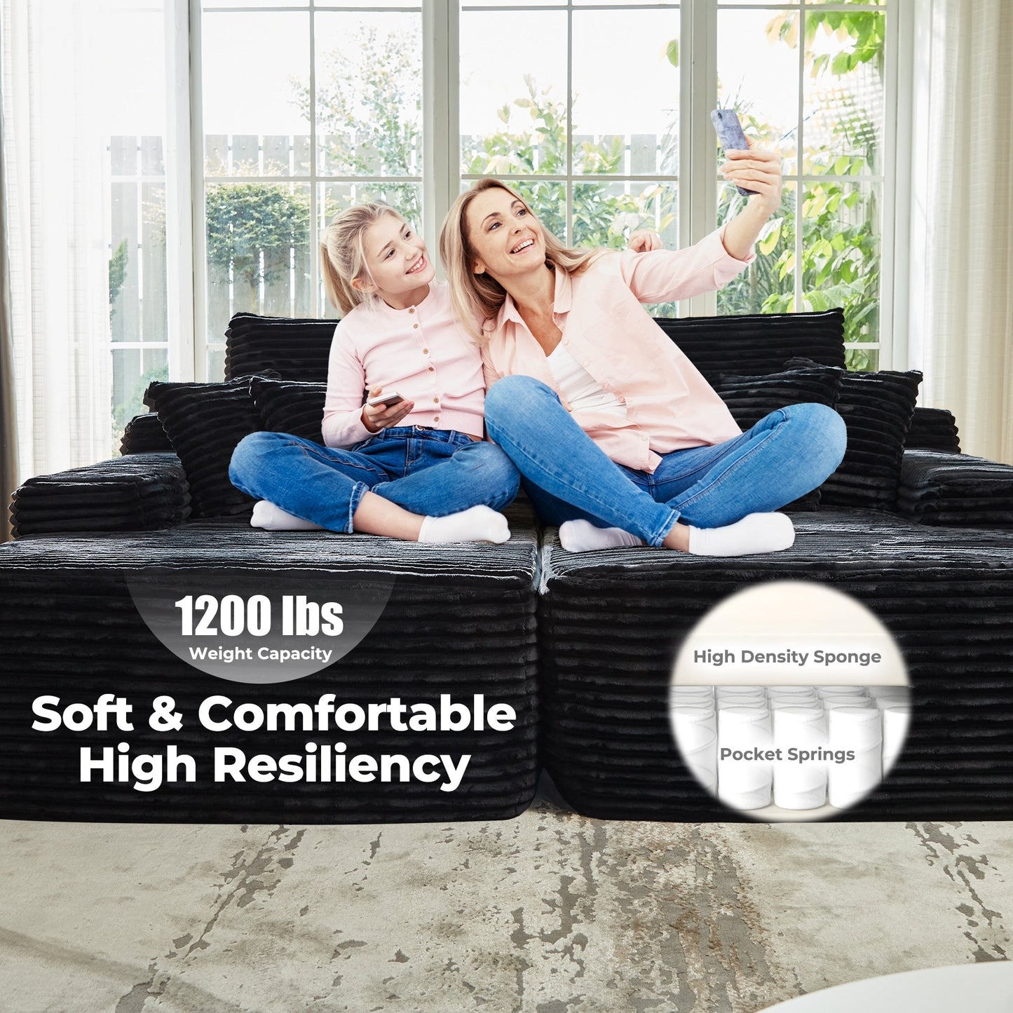 Canapé méridienne double OVIOS Long Plush sans assemblage requis