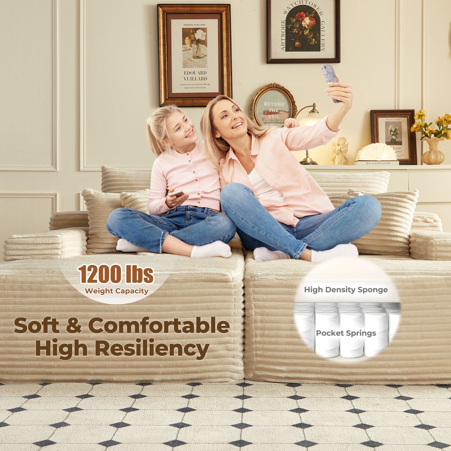 Canapé méridienne double OVIOS Long Plush sans assemblage requis