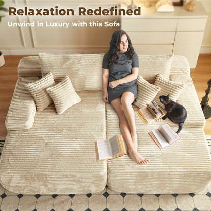 Canapé méridienne double OVIOS Long Plush sans assemblage requis