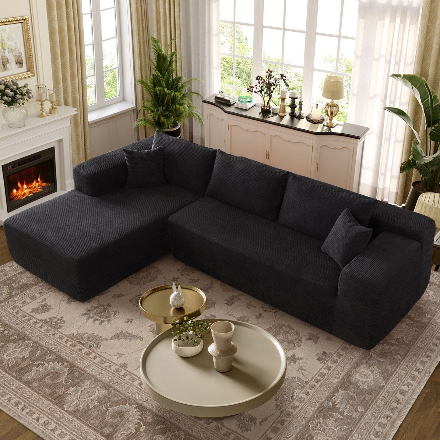 Canapé méridienne OVIOS Pit Stripes sans assemblage requis