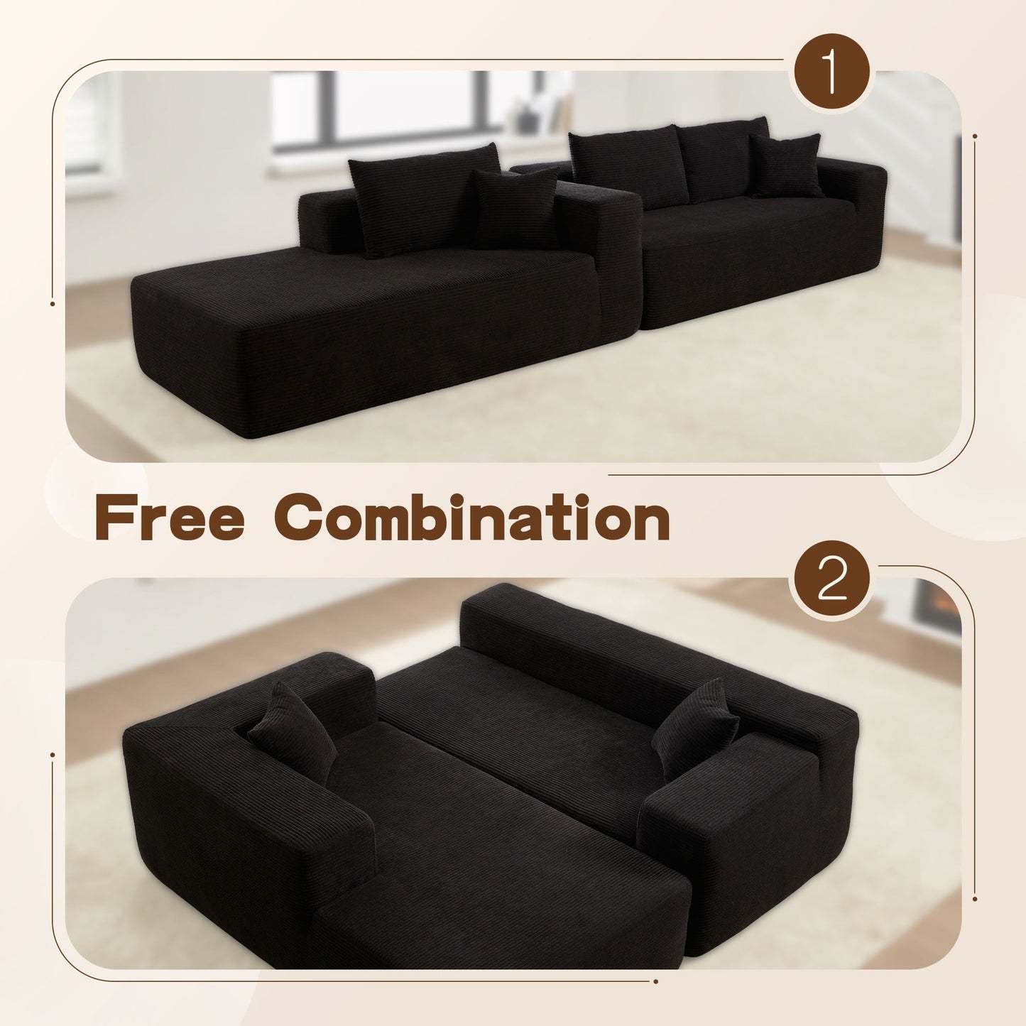 Canapé méridienne OVIOS Pit Stripes sans assemblage requis