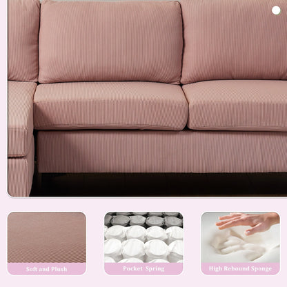 Canapé méridienne réversible OVIOS avec coussins moelleux et pieds en métal