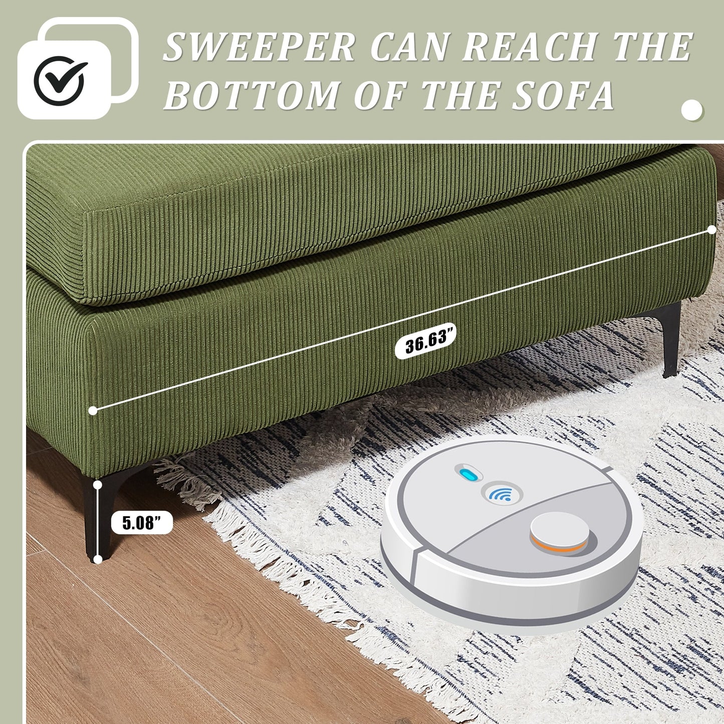 Canapé méridienne réversible OVIOS avec coussins moelleux et pieds en métal