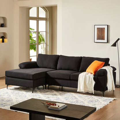 Canapé méridienne réversible OVIOS avec coussins moelleux et pieds en métal