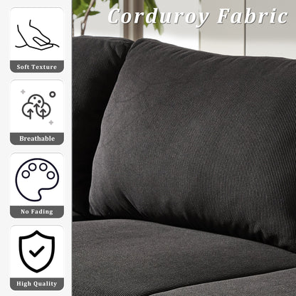 Canapé méridienne réversible OVIOS avec coussins moelleux et pieds en métal