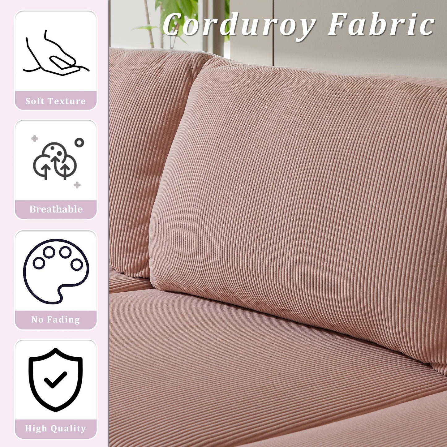 Canapé méridienne réversible OVIOS avec coussins moelleux et pieds en métal