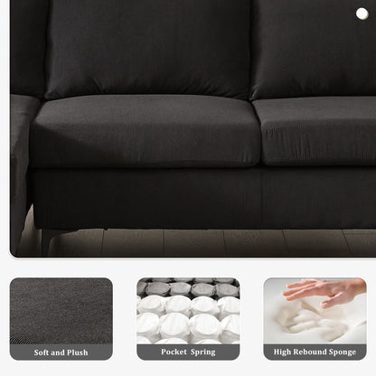 Canapé méridienne réversible OVIOS avec coussins moelleux et pieds en métal