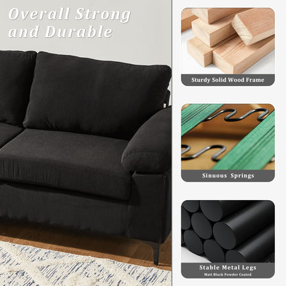 Canapé méridienne réversible OVIOS avec coussins moelleux et pieds en métal