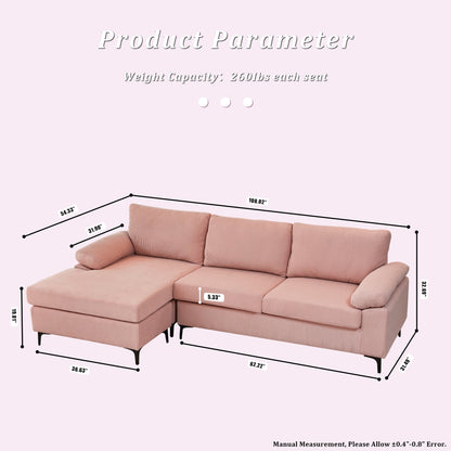 Canapé méridienne réversible OVIOS avec coussins moelleux et pieds en métal