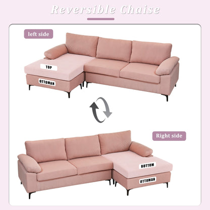 Canapé méridienne réversible OVIOS avec coussins moelleux et pieds en métal