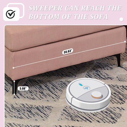 Canapé méridienne réversible OVIOS avec coussins moelleux et pieds en métal