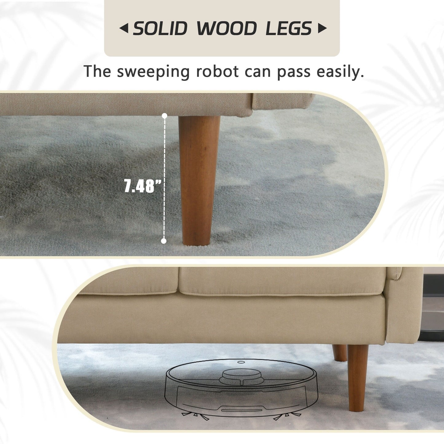 Canapé d'intérieur OVIOS Rive Design avec coussin et pieds en bois