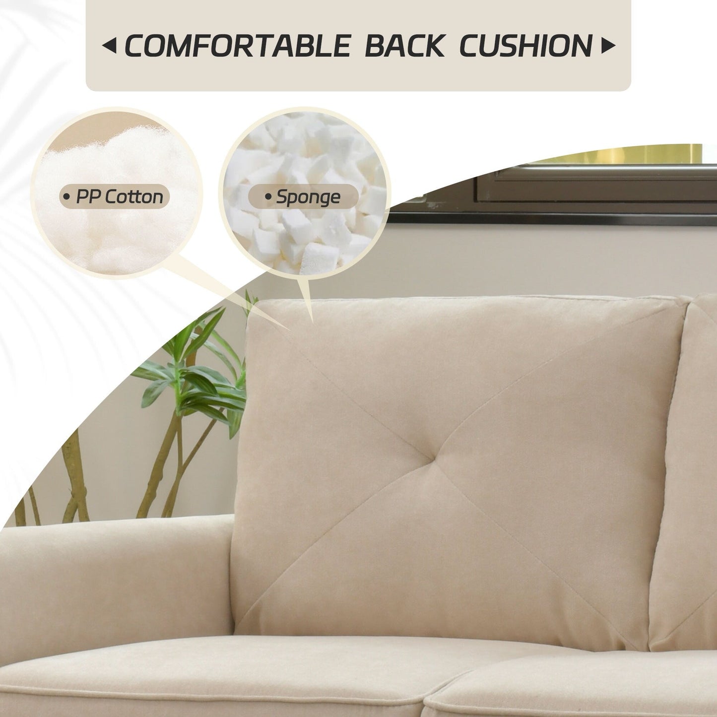 Canapé d'intérieur OVIOS Rive Design avec coussin et pieds en bois