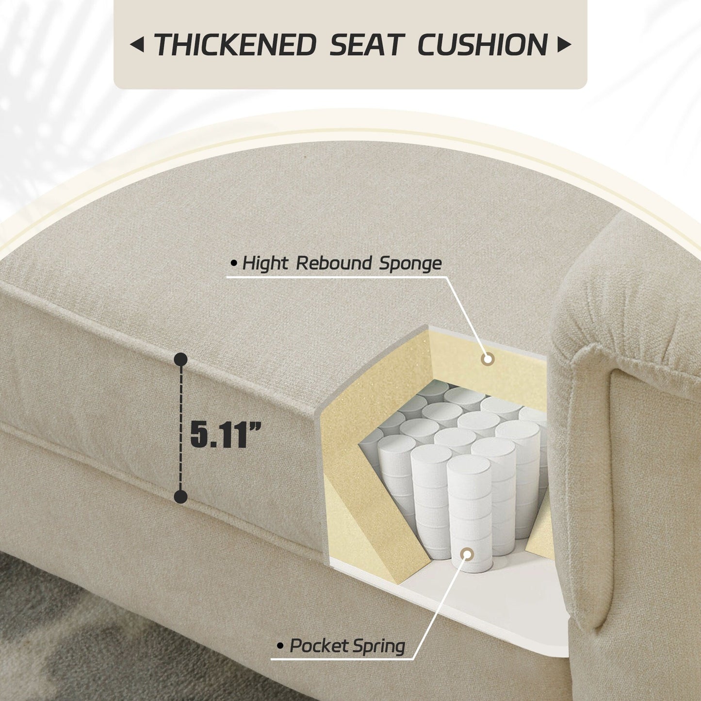 Canapé d'intérieur OVIOS Rive Design avec coussin et pieds en bois