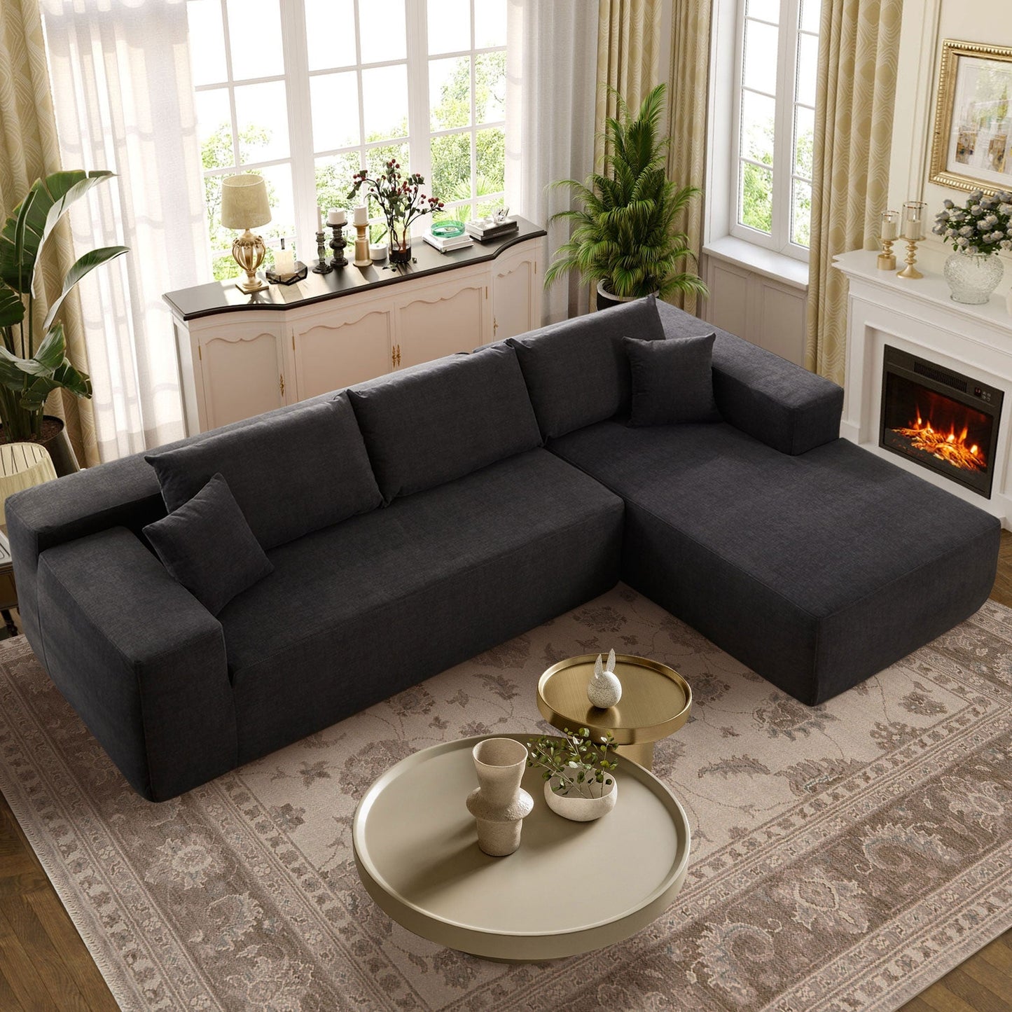 Canapé méridienne OVIOS résistant aux rayures, aucun assemblage requis