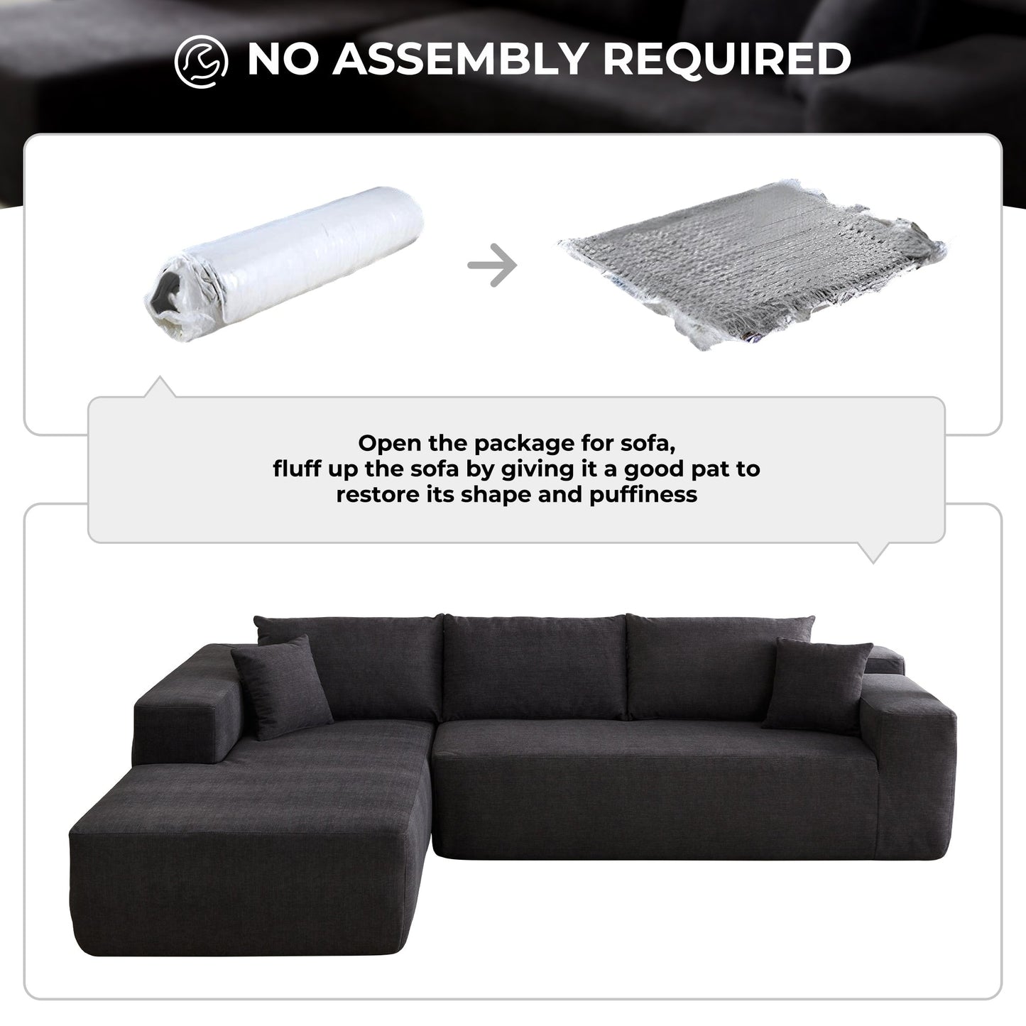 Canapé méridienne OVIOS résistant aux rayures, aucun assemblage requis