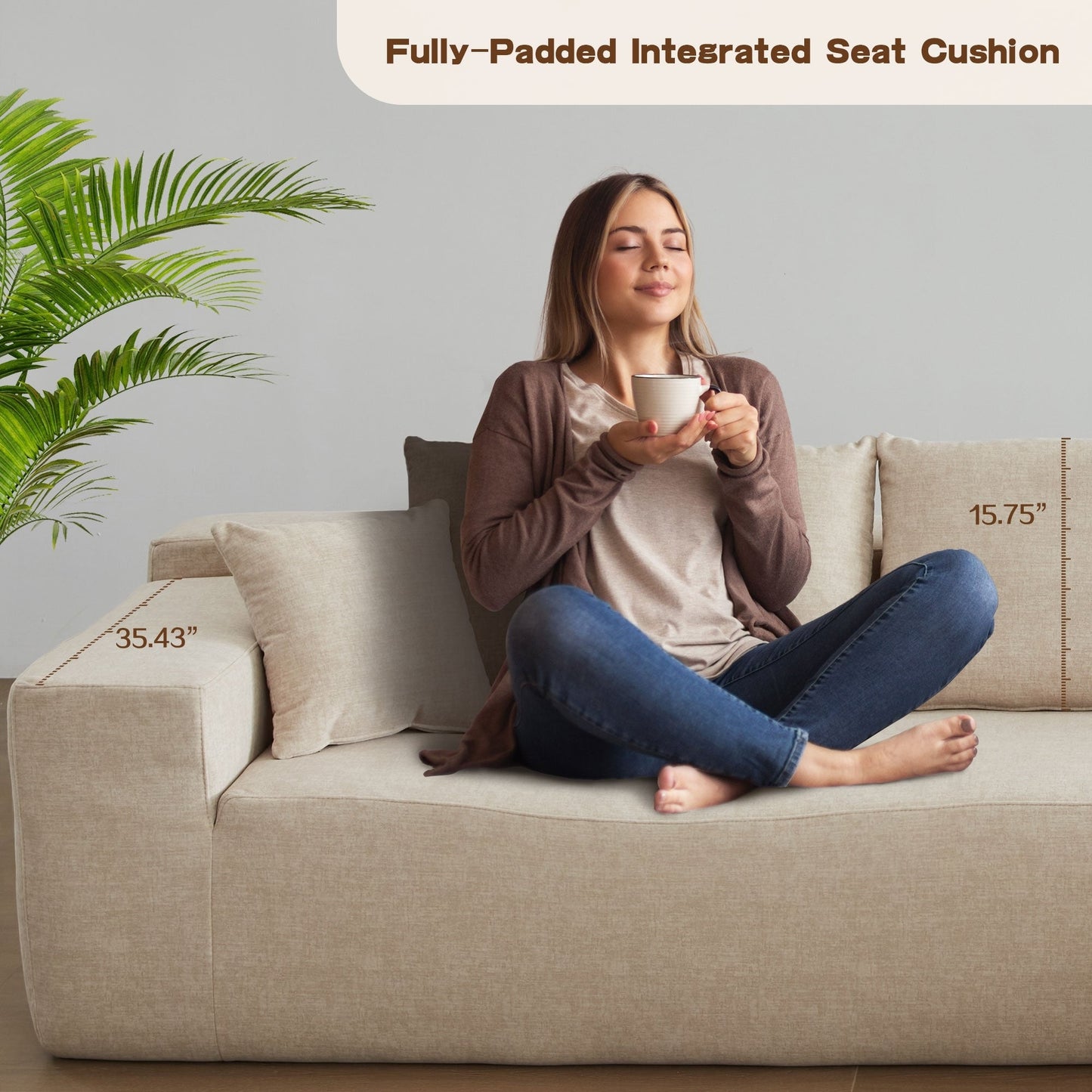 Canapé méridienne OVIOS résistant aux rayures, aucun assemblage requis