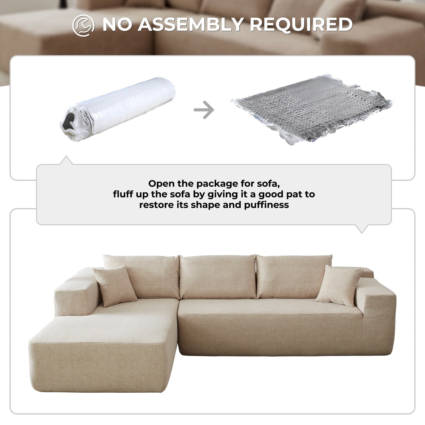 Canapé méridienne OVIOS résistant aux rayures, aucun assemblage requis