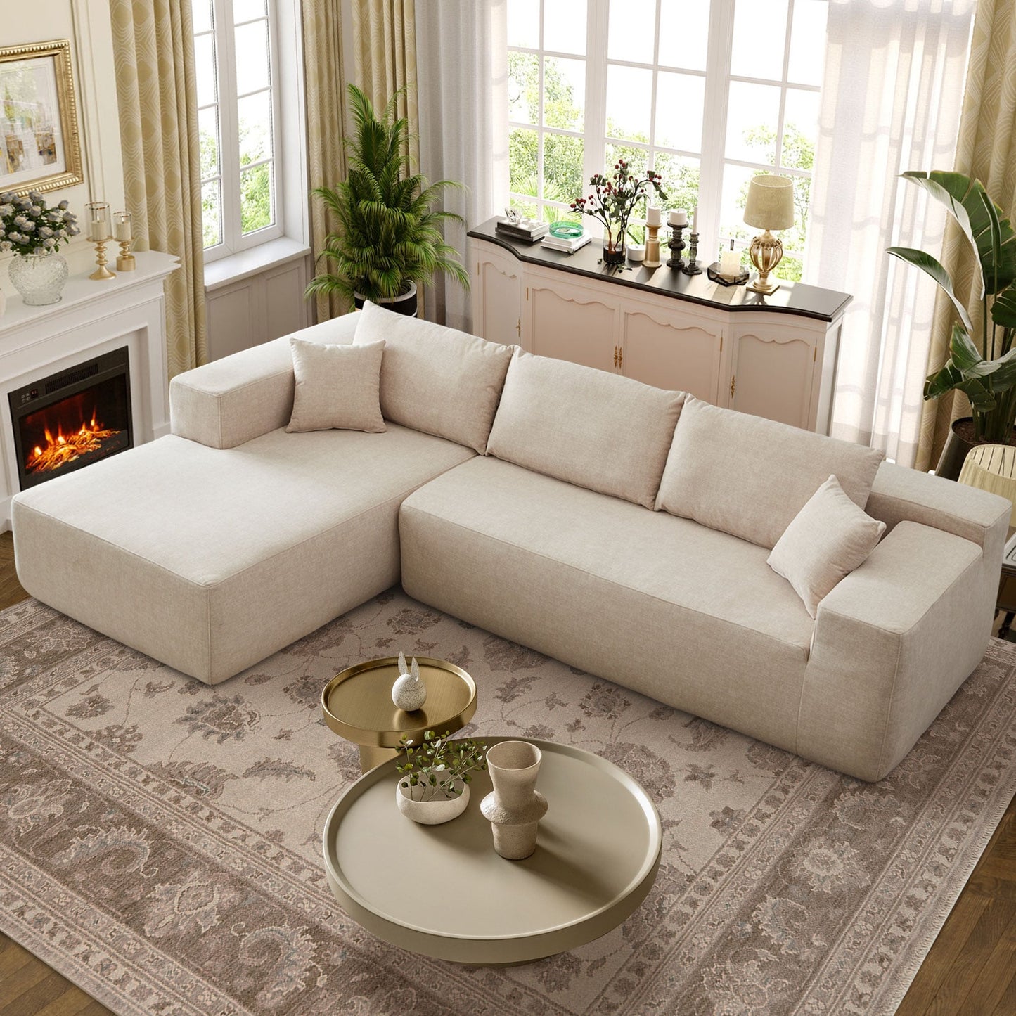 Canapé méridienne OVIOS résistant aux rayures, aucun assemblage requis