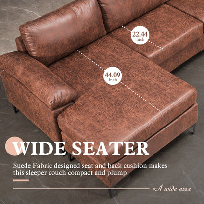 Canapé méridienne réversible en daim du milieu du siècle OVIOS avec pieds en métal