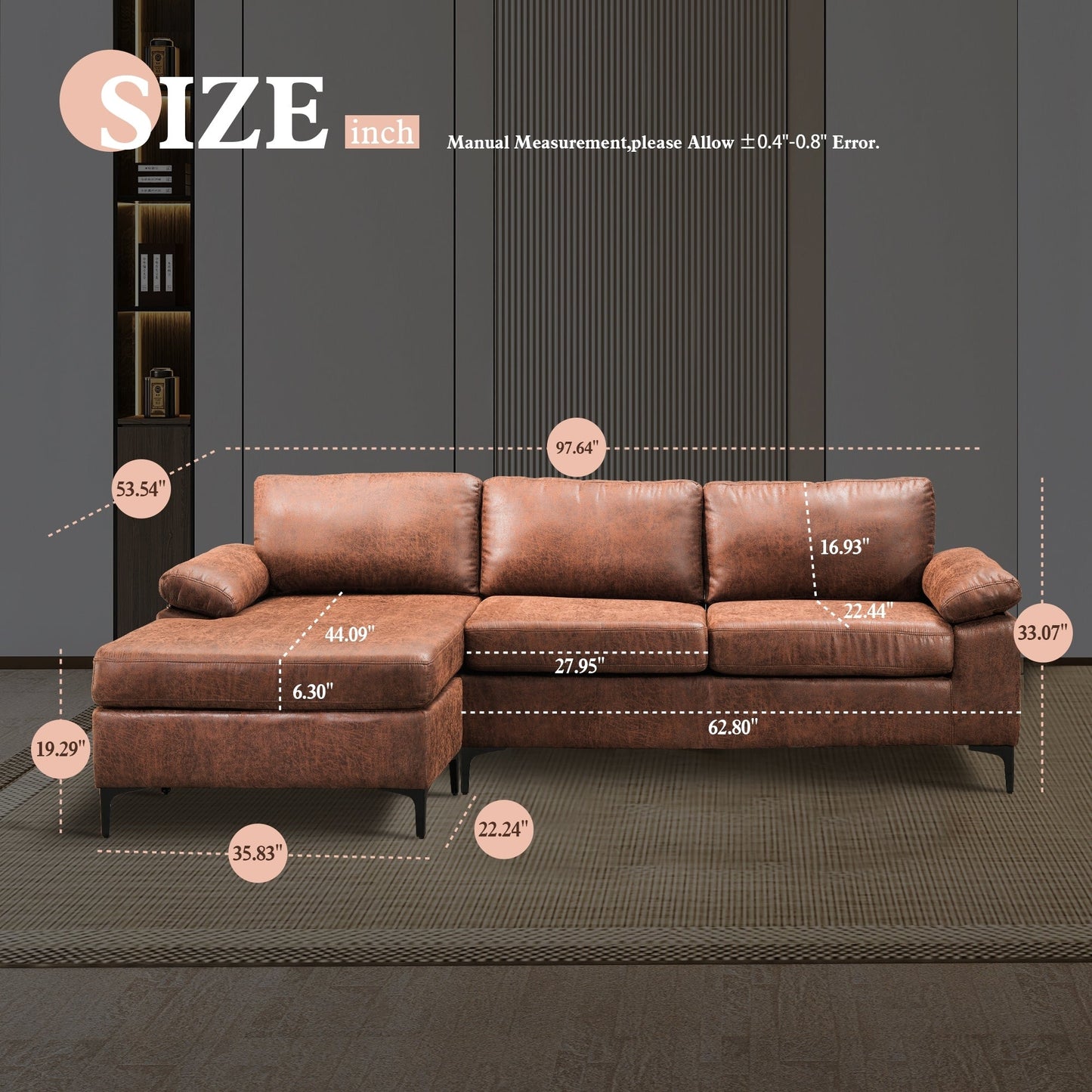 Canapé méridienne réversible en daim du milieu du siècle OVIOS avec pieds en métal