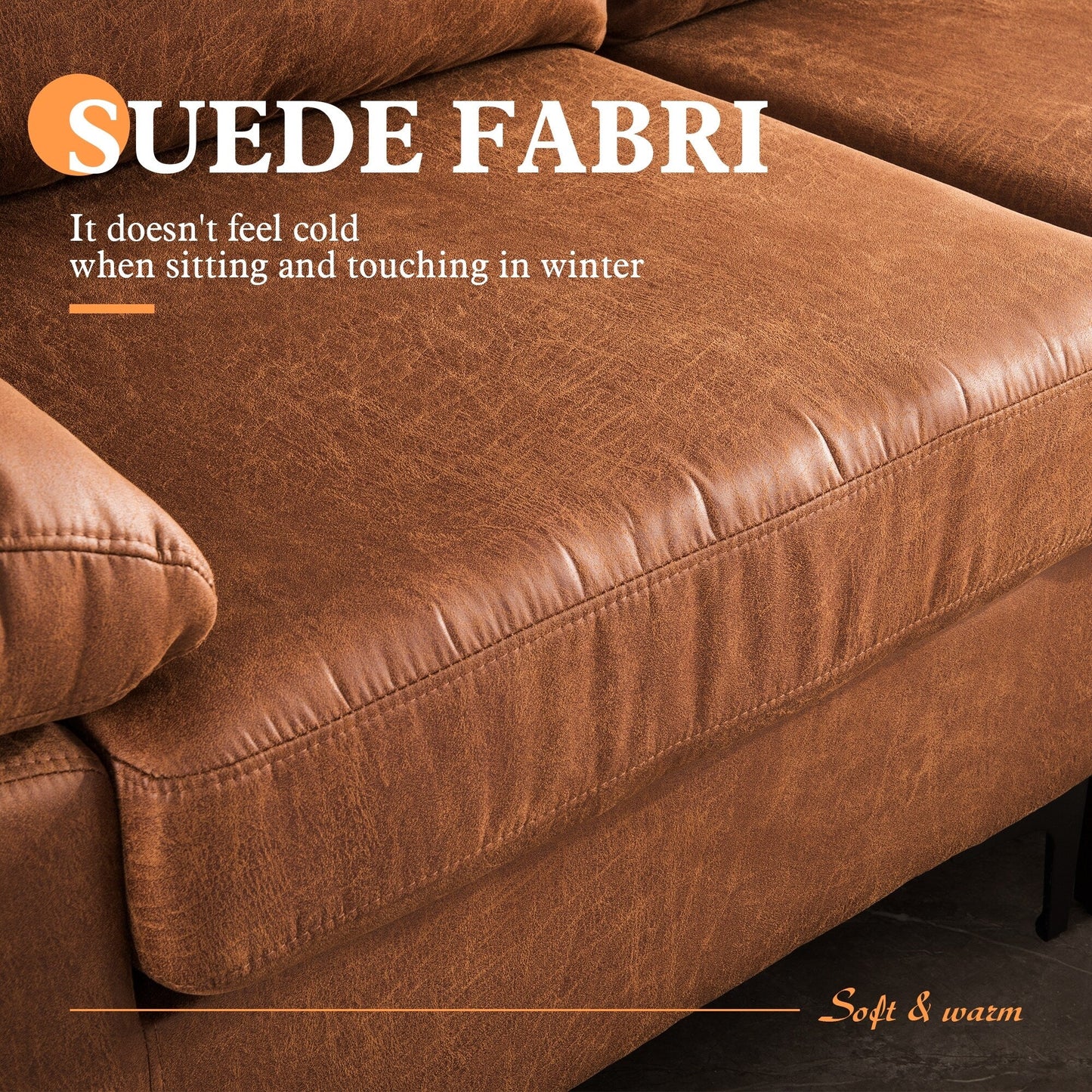 Canapé méridienne réversible en daim du milieu du siècle OVIOS avec pieds en métal