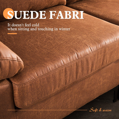 Canapé méridienne réversible en daim du milieu du siècle OVIOS avec pieds en métal