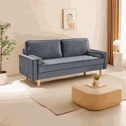 Canapé causeuse en velours Oaks Aura, choix multicolore, simple et de petite taille, canapé droit en tissu rétro américain