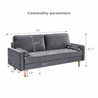 Canapé causeuse en velours Oaks Aura, choix multicolore, simple et de petite taille, canapé droit en tissu rétro américain