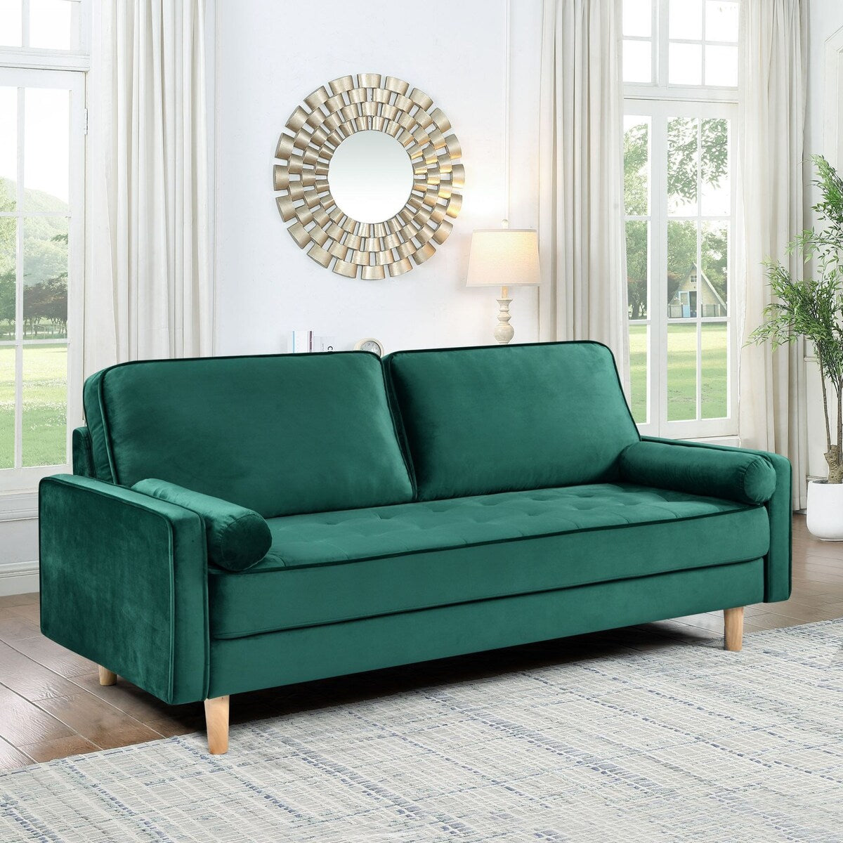 Canapé causeuse en velours Oaks Aura, choix multicolore, simple et de petite taille, canapé droit en tissu rétro américain