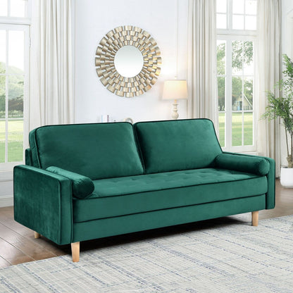 Canapé causeuse en velours Oaks Aura, choix multicolore, simple et de petite taille, canapé droit en tissu rétro américain