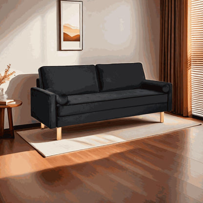 Canapé causeuse en velours Oaks Aura, choix multicolore, simple et de petite taille, canapé droit en tissu rétro américain