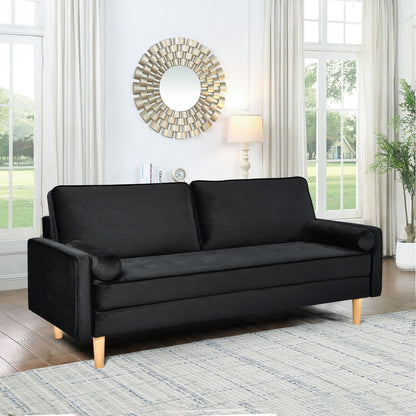 Canapé causeuse en velours Oaks Aura, choix multicolore, simple et de petite taille, canapé droit en tissu rétro américain