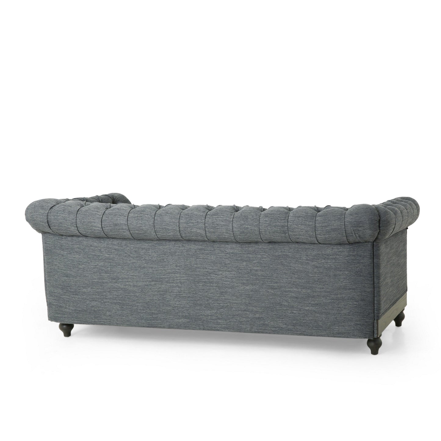 Canapé Ober, Chesterfield capitonné à boutons, rivets, gris, 86 pouces, taupe brun