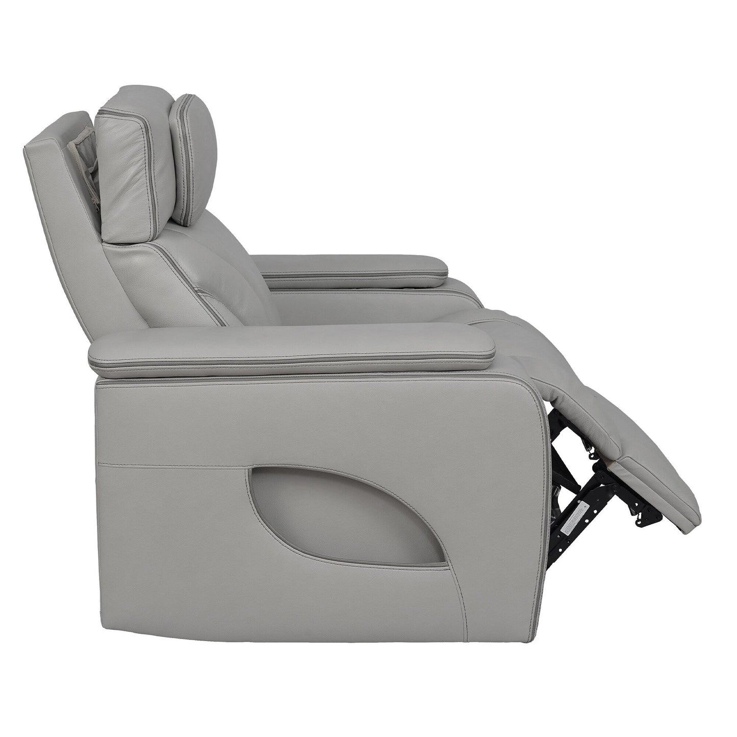Fauteuil inclinable électrique zéro gravité Octavia en cuir argenté et gris avec chauffage et massage