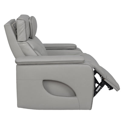 Fauteuil inclinable électrique zéro gravité Octavia en cuir argenté et gris avec chauffage et massage