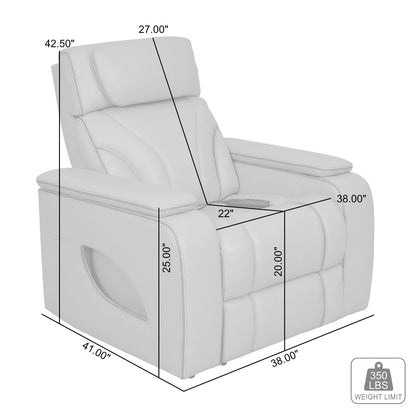 Fauteuil inclinable électrique zéro gravité Octavia en cuir argenté et gris avec chauffage et massage