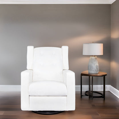 Fauteuil inclinable pivotant Octavia en bois massif et microfibre, pour salon et chambre à coucher