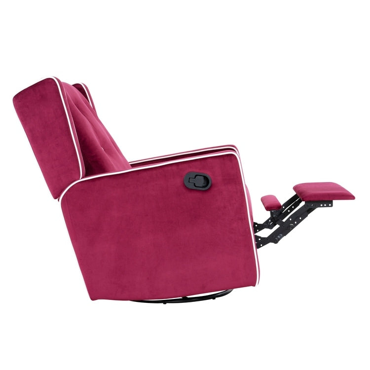 Fauteuil inclinable pivotant Octavia en bois massif et microfibre, pour salon et chambre à coucher