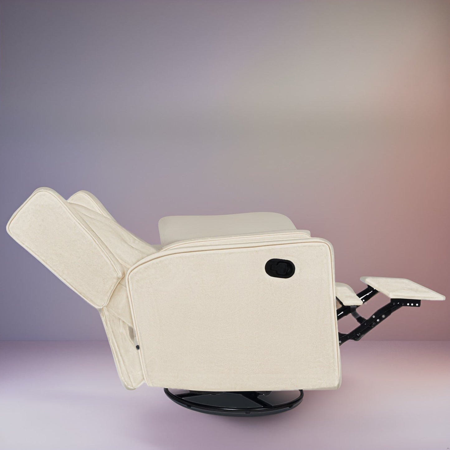 Fauteuil inclinable pivotant Octavia en bois massif et microfibre, pour salon et chambre à coucher