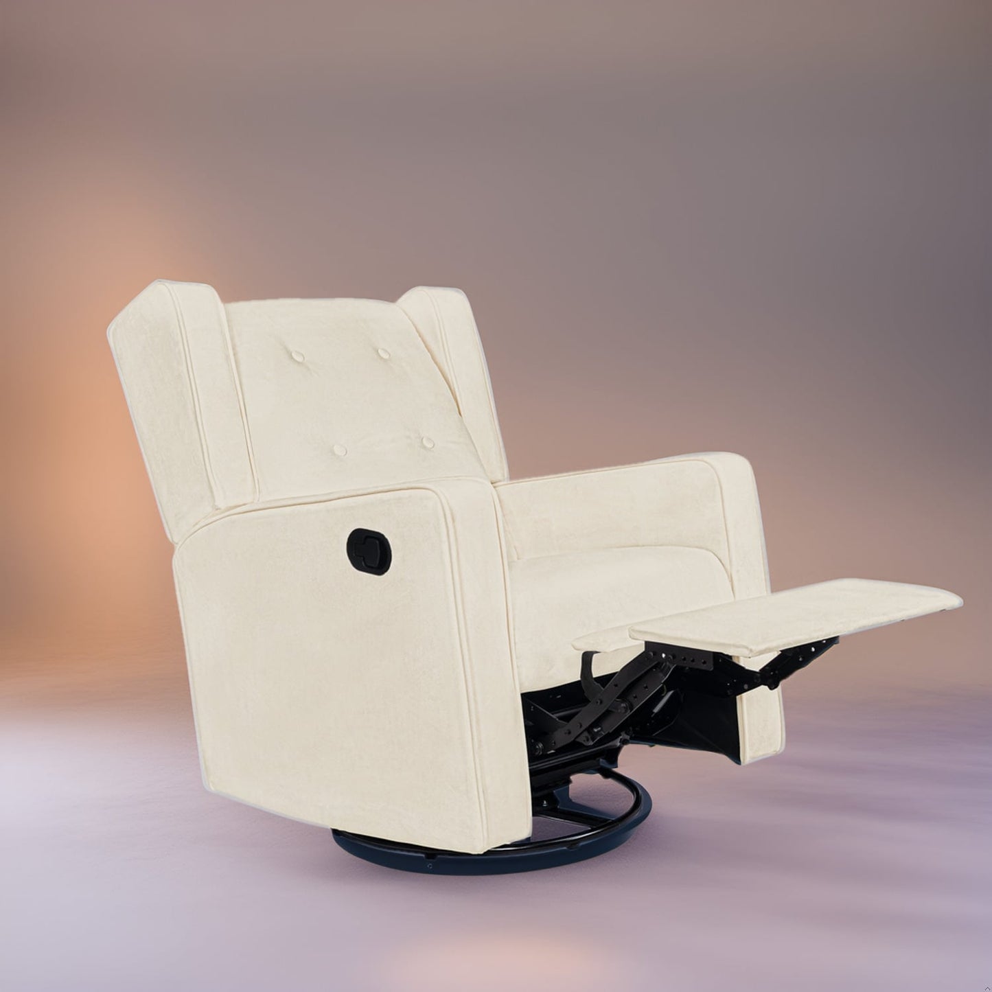 Fauteuil inclinable pivotant Octavia en bois massif et microfibre, pour salon et chambre à coucher