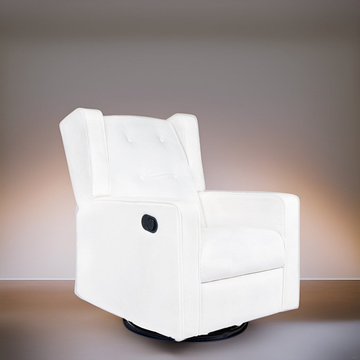 Fauteuil inclinable pivotant Octavia en bois massif et microfibre, pour salon et chambre à coucher