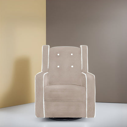 Fauteuil inclinable pivotant Octavia en bois massif et microfibre, pour salon et chambre à coucher