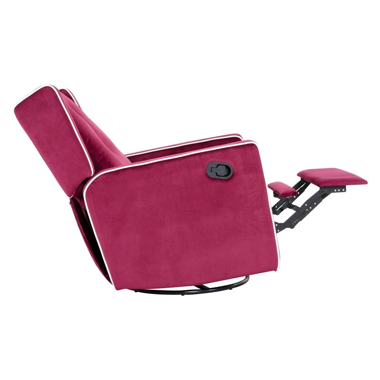 Fauteuil inclinable pivotant Octavia en bois massif et microfibre, pour salon et chambre à coucher