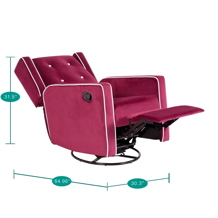 Fauteuil inclinable pivotant Octavia en bois massif et microfibre, pour salon et chambre à coucher