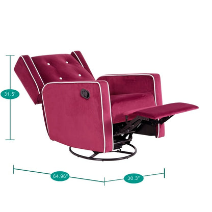 Fauteuil inclinable pivotant Octavia en bois massif et microfibre, pour salon et chambre à coucher